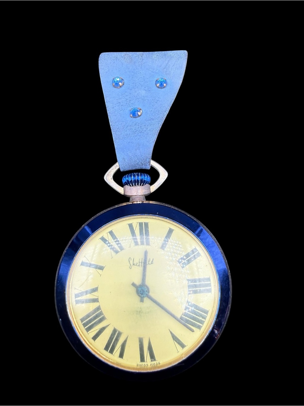Vintage Retro Sheffield Yellow & Blue Nurse Lapel Pocket Watch